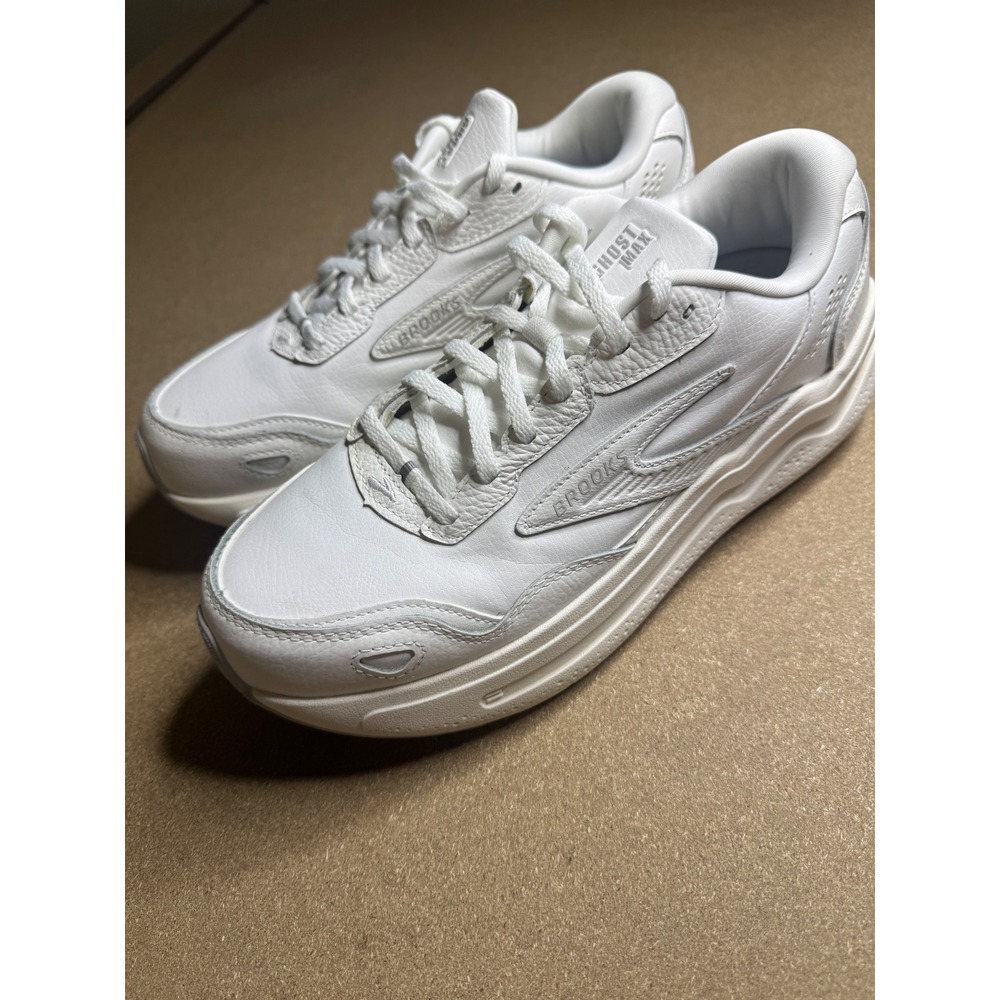 Brooks Ghost Max White Leather Running Shoes Womens 10 Medium 1204321B142